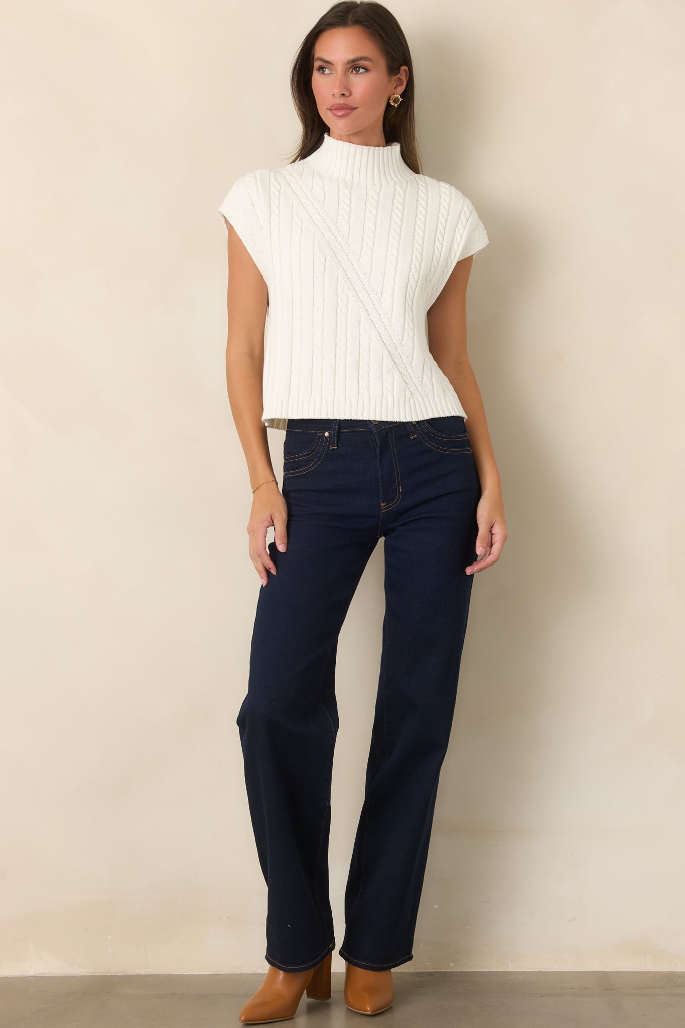 Double Down Dark Wash High Rise Wide Leg Jeans