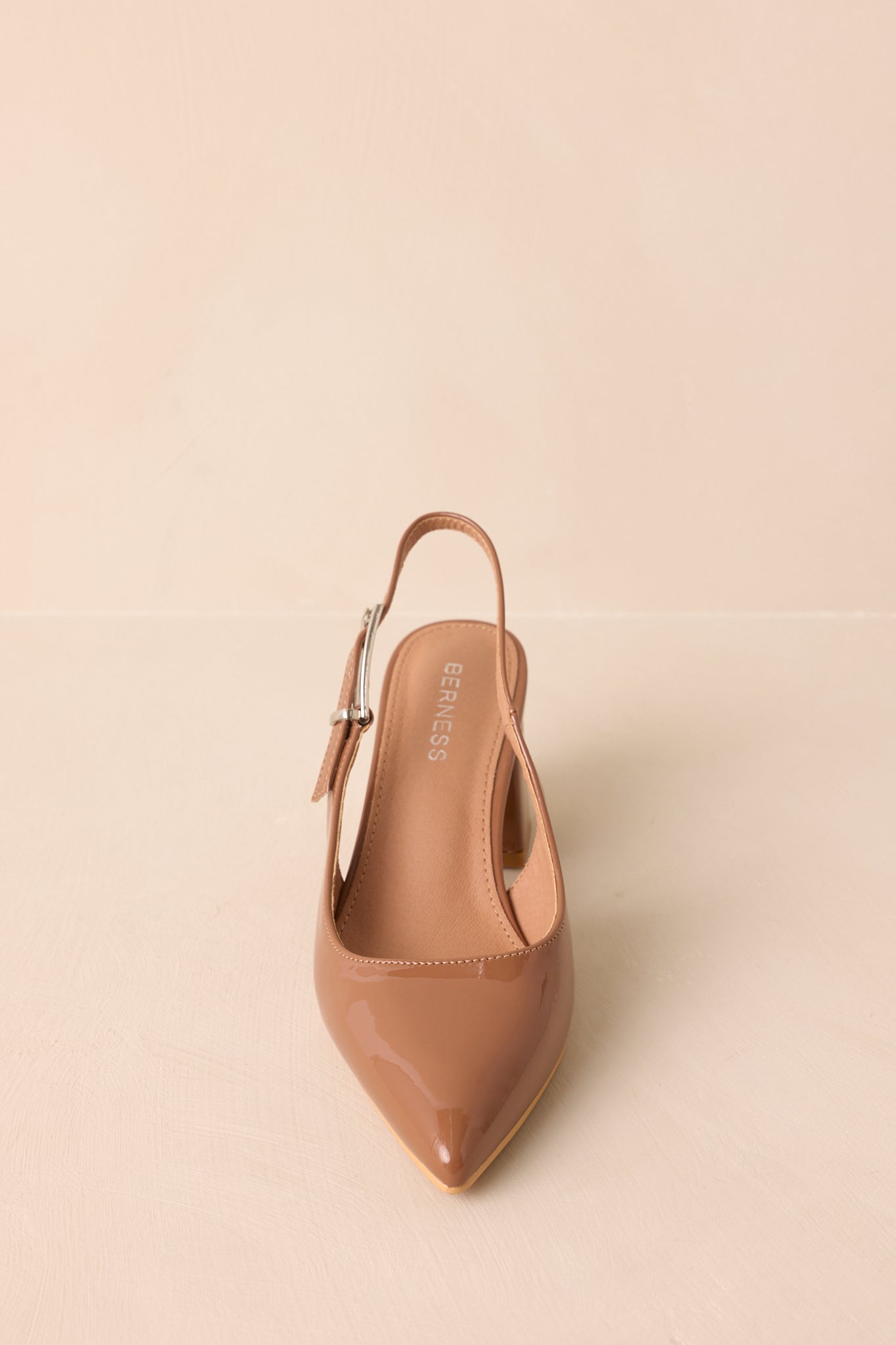 Cloud Nine Nights Camel Brown Patent Slingback Block Heels