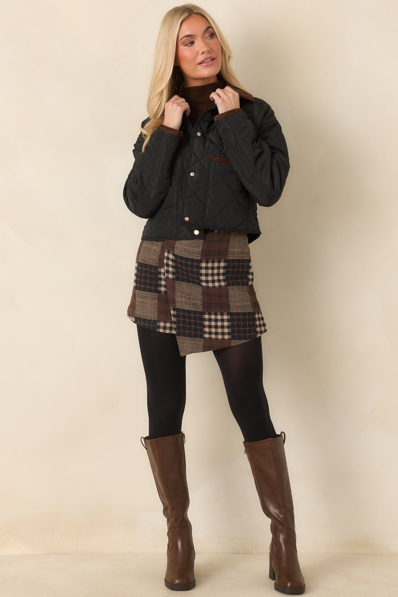 Astrid Black Whiskey Quilted Jacket