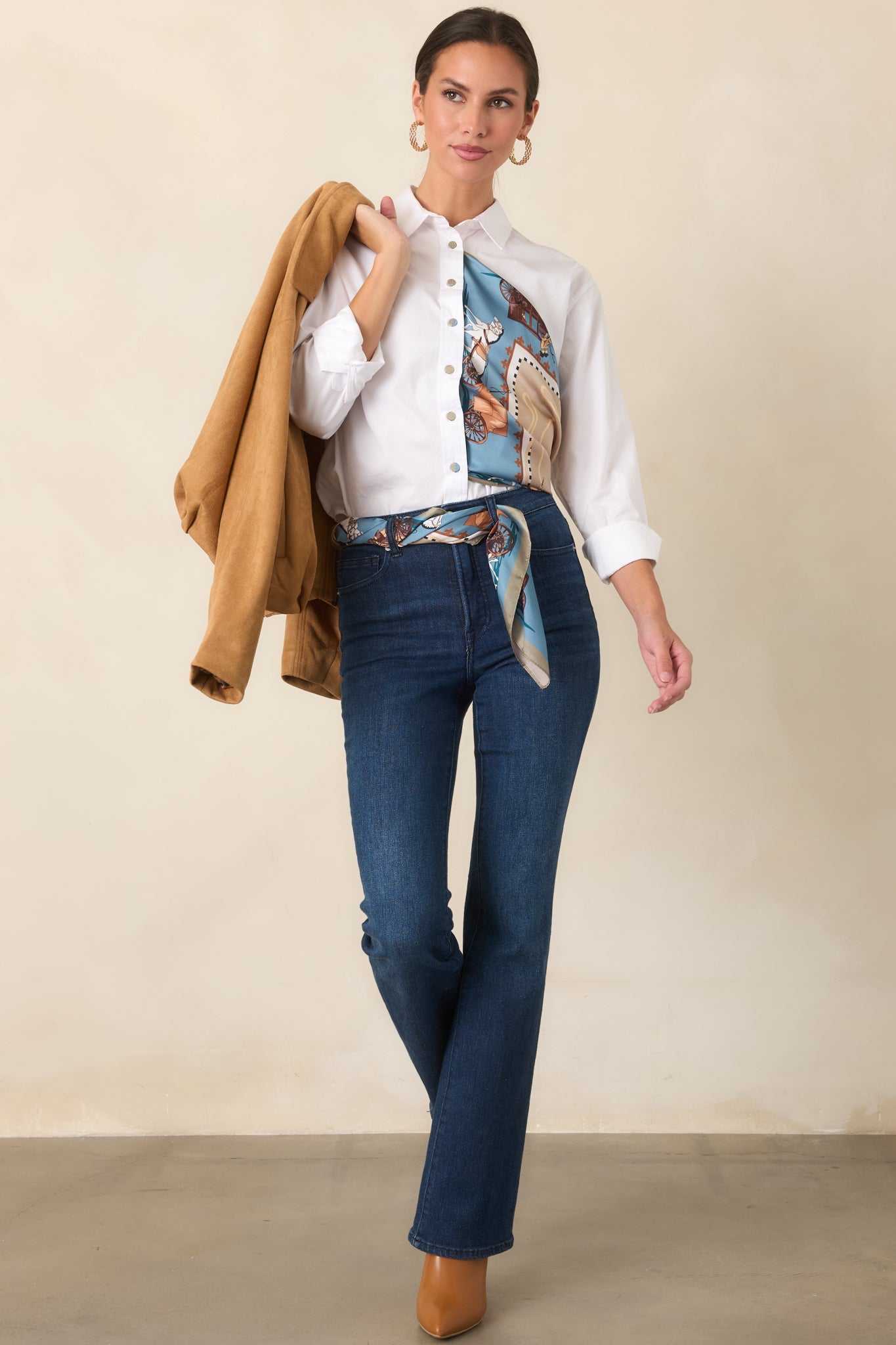 Charmed Travels Blue Multi Equestrian Print Scarf