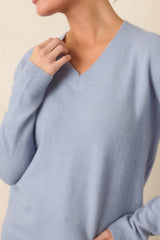 By the Way Dusty Blue V-Neck Knit Sweater