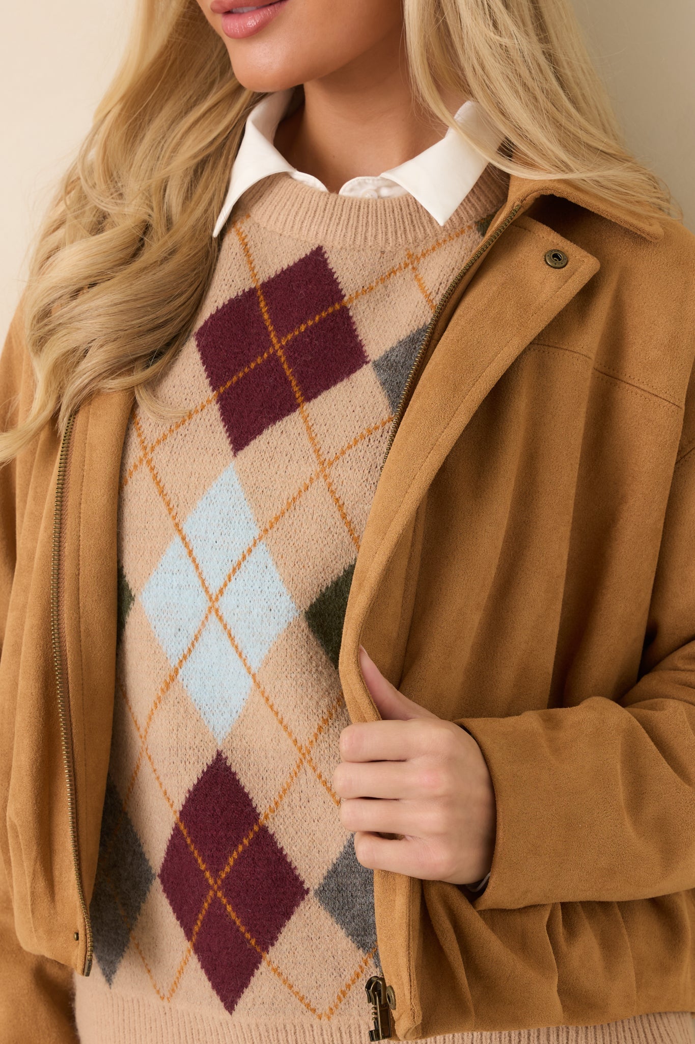All Part of the Plan Camel Faux Suede Zip Front Jacket