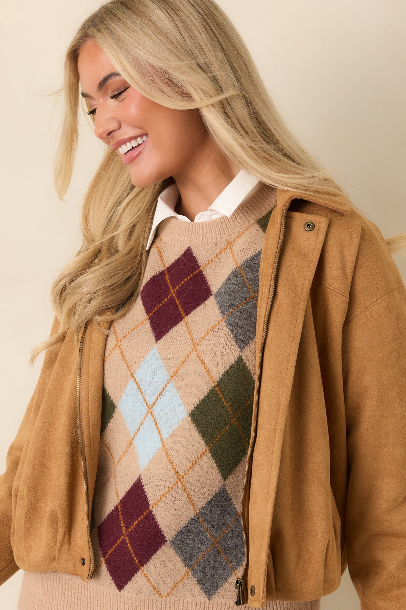 All Part of the Plan Camel Faux Suede Zip Front Jacket