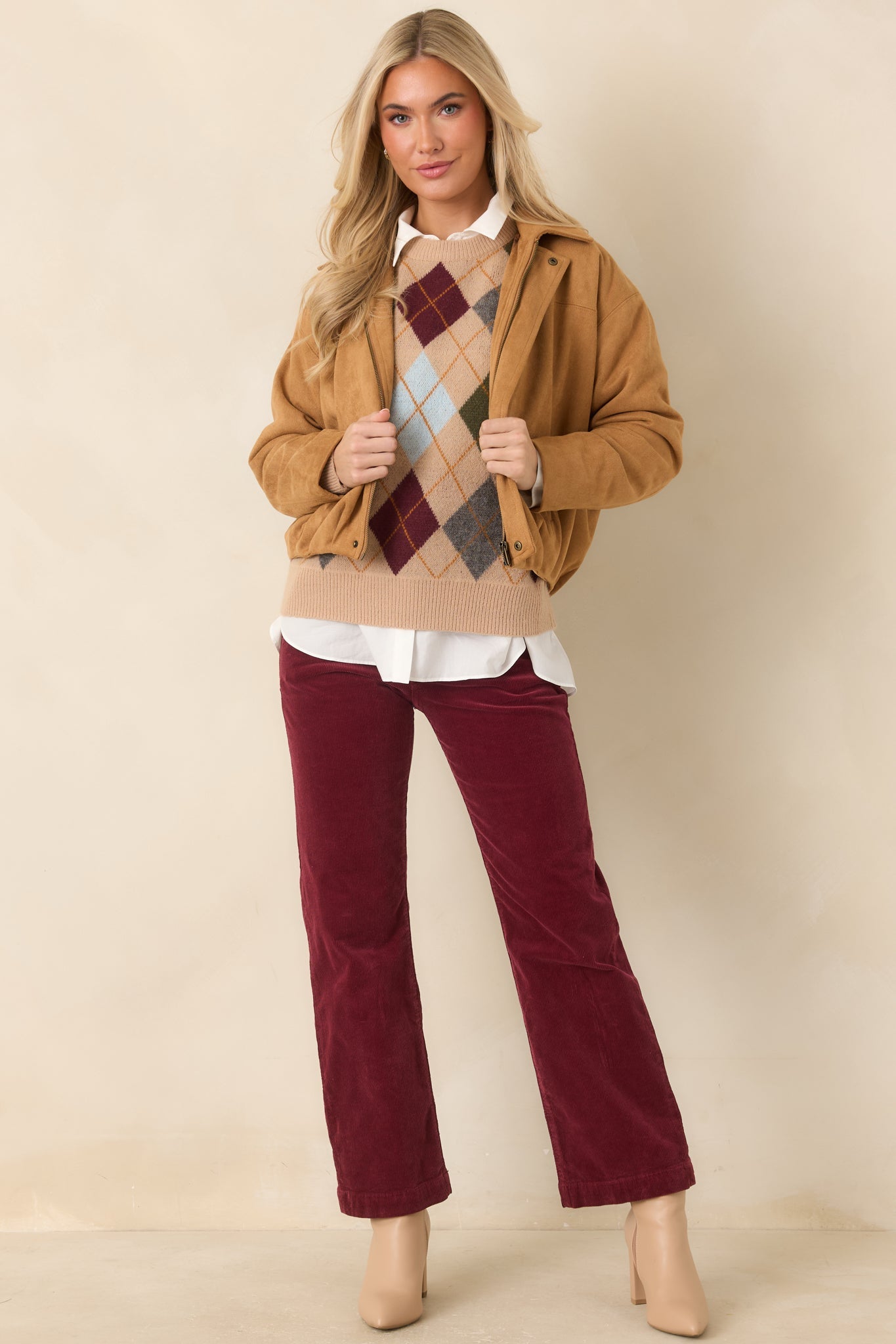 All Part of the Plan Camel Faux Suede Zip Front Jacket