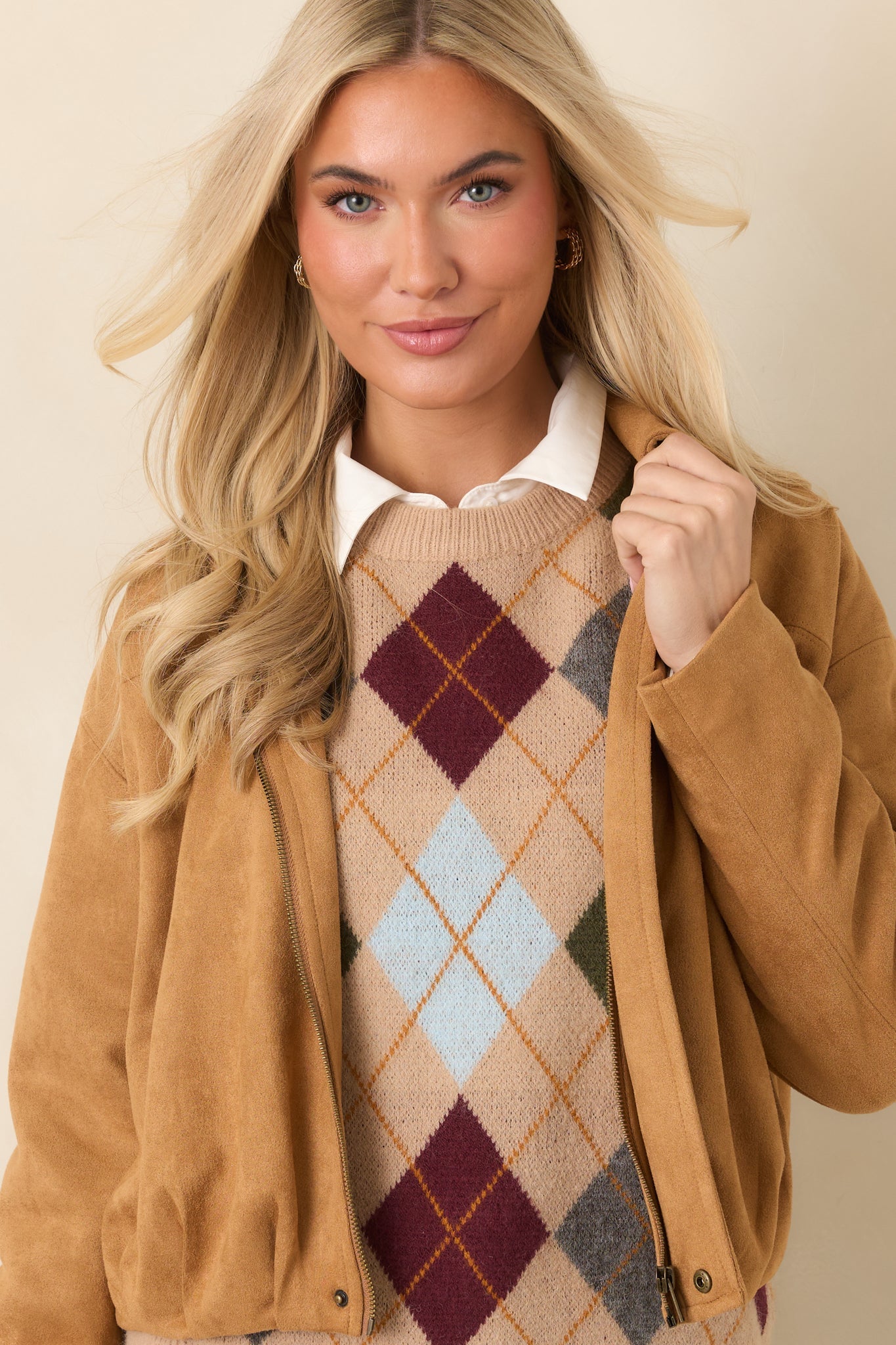 All Part of the Plan Camel Faux Suede Zip Front Jacket
