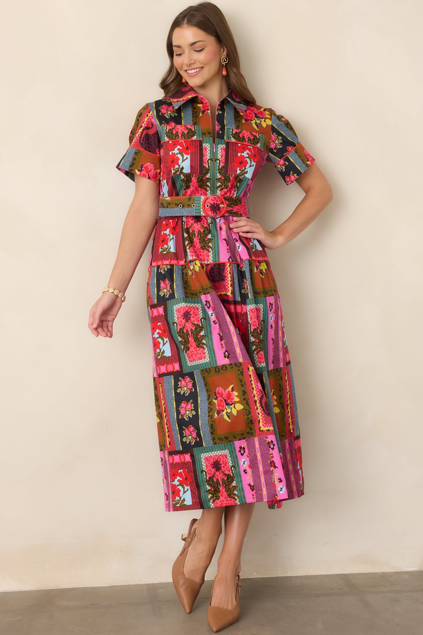 CROSBY Fairiss Vintage Vignette Multi Belted Maxi Dress