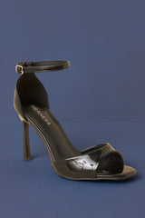 A Little After Eight Black Patent Ankle Strap Heels
