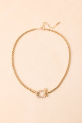 Can't Let Go Gold & Crystal Shackle Box Chain Necklace