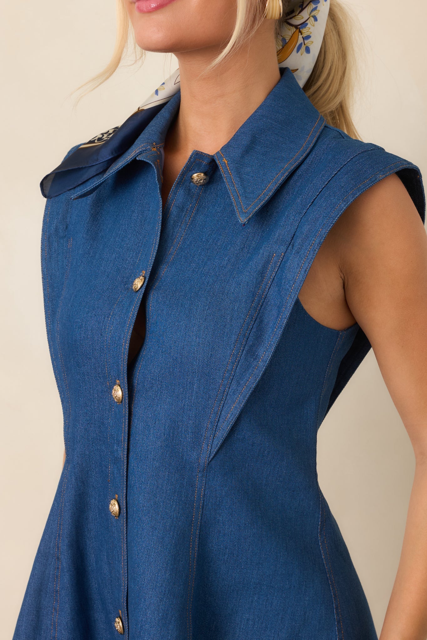 Anna Cate Albie Dark Wash Denim Button Front Mini Dress