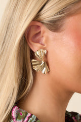 Beautifully Unfolded Gold Fan Earrings