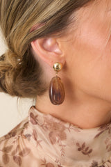 Current Mood Gold & Brown Marbled Bead Drop Earrings