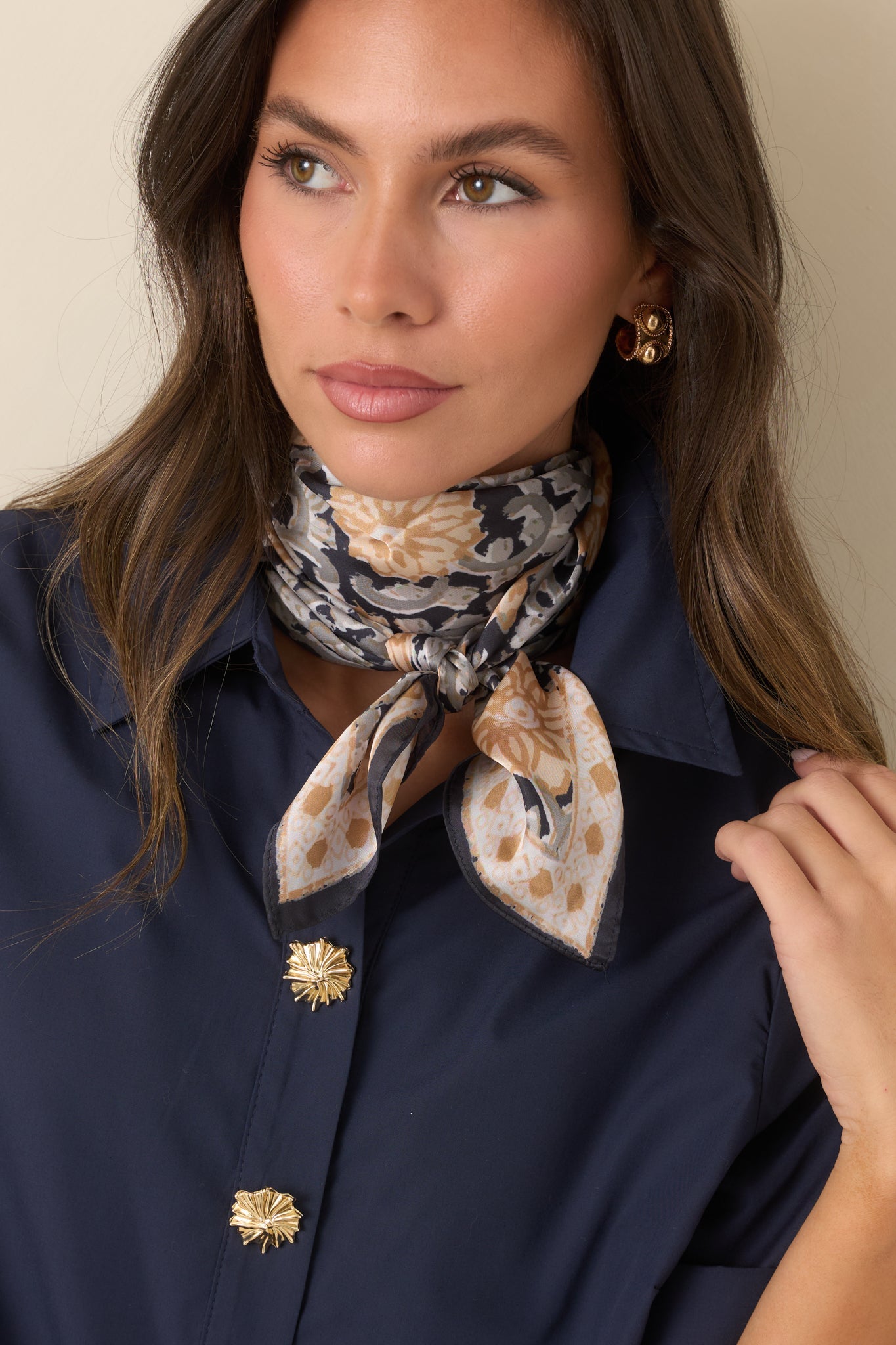 As the Story Goes Black Multi Floral Scroll Print Scarf