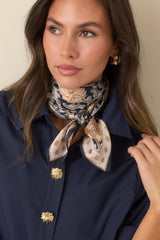 As the Story Goes Black Multi Floral Scroll Print Scarf