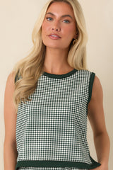 Check the Agenda Hunter Green Gingham Contrast Trim Sleeveless Top