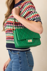 Everyday Pleasures Green Quilted Chain Strap Handbag