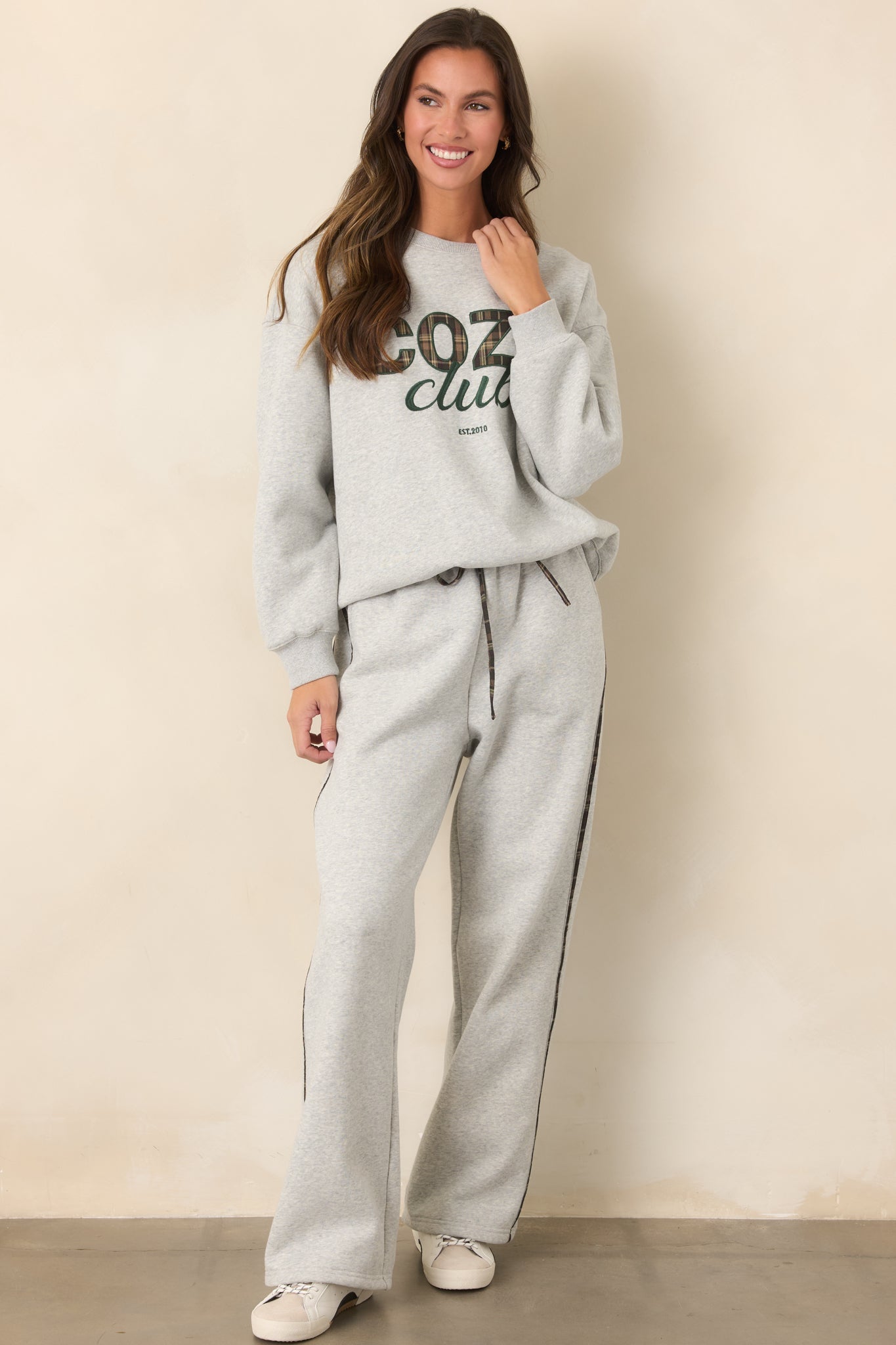 Cozy Club Heather Grey Crewneck Sweatshirt