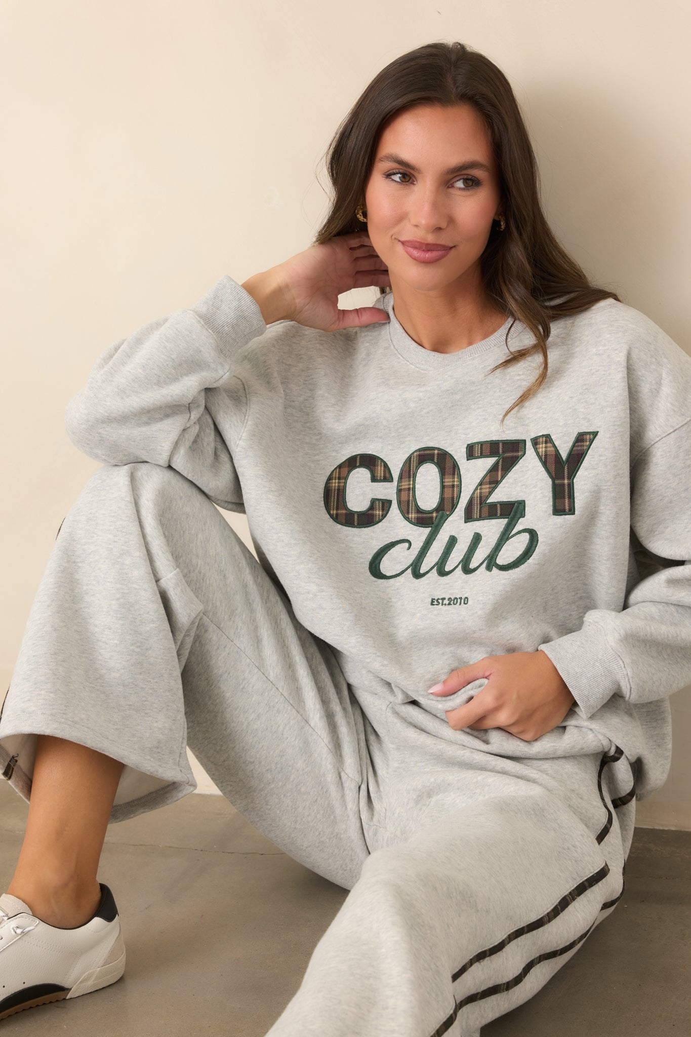 Cozy Club Heather Grey Crewneck Sweatshirt