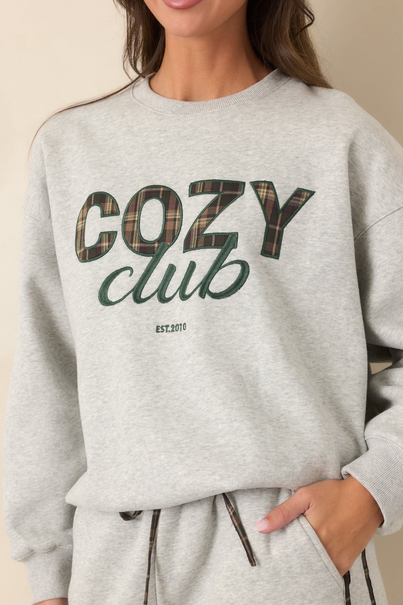Cozy Club Heather Grey Crewneck Sweatshirt
