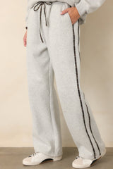 Cozy Club Heather Grey Plaid Stripe Sweatpants