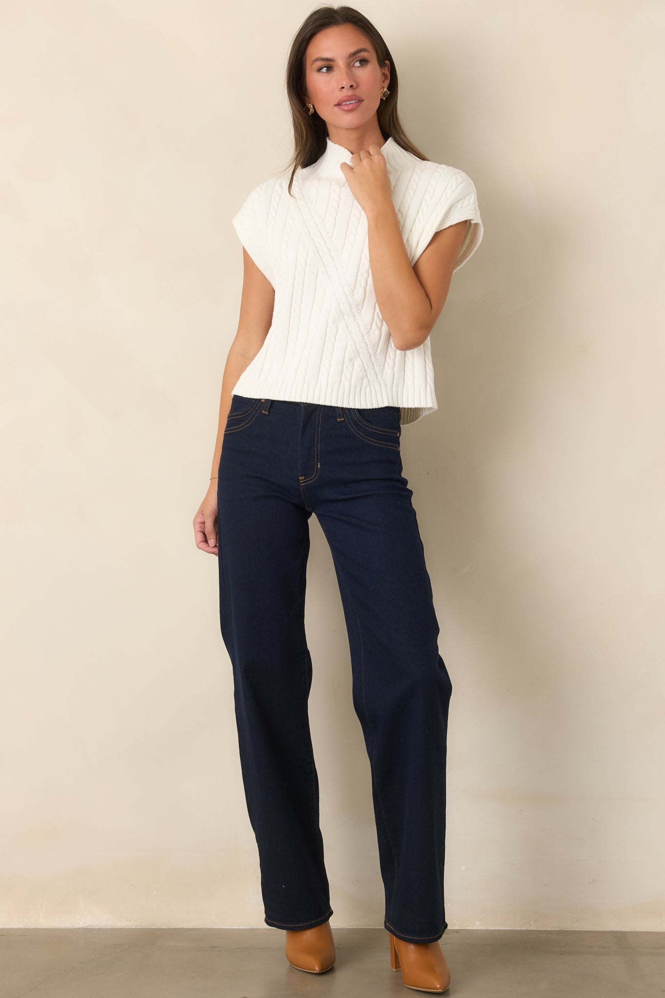 Double Down Dark Wash High Rise Wide Leg Jeans