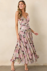 En Saison Kelsey Blush Pink Multi Floral Ruched Maxi Dress