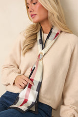 Check Please Ivory Multi Plaid Skinny Scarf