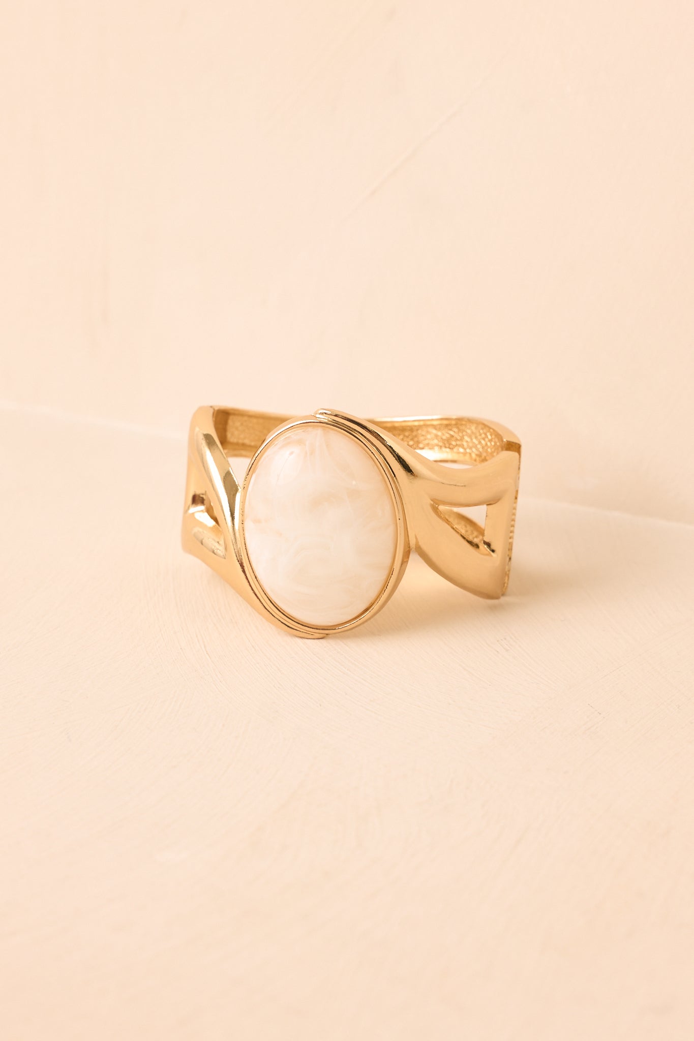 At the Center Gold & Ivory Hinged Cuff Bracelet