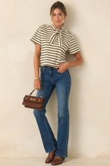 Easy Company Olive & Ivory Striped Cotton Tee