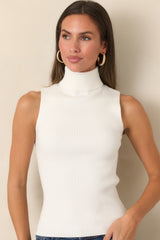 Astrid Wilco Ivory Essential Sleeveless Turtleneck Top