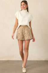 Cool Intentions Ivory Ribbed Knit Mockneck Cap Sleeve Sweater