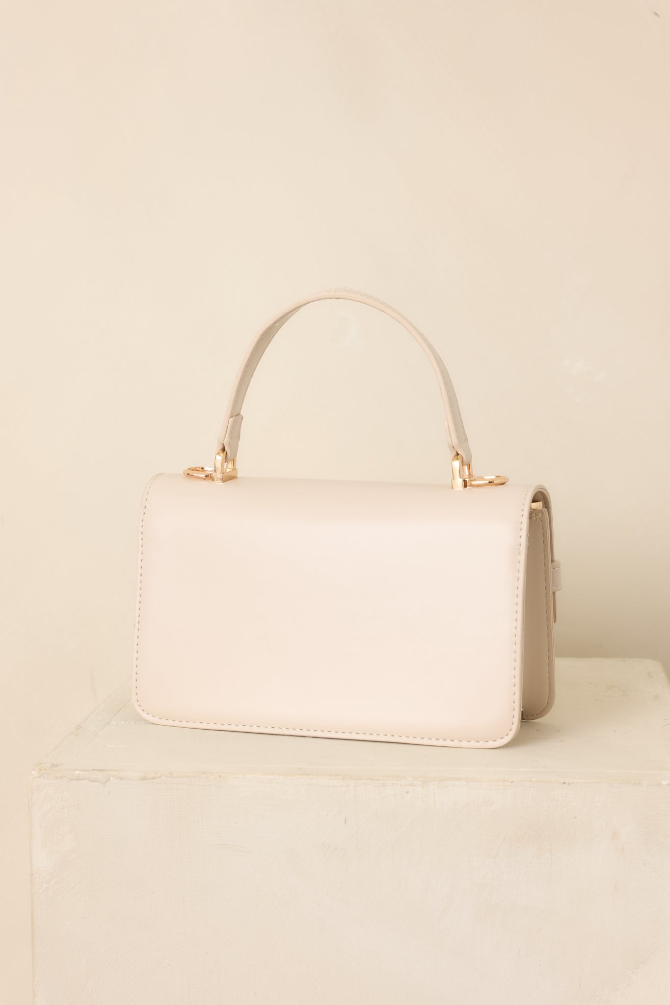 Carry On Your Way Ivory Faux Leather Top Handle Bag