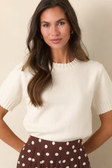Astrid Maisie Ivory Knit Short Sleeve Sweater