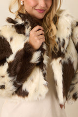 Astrid Brown Cow Bovine Bomber Jacket