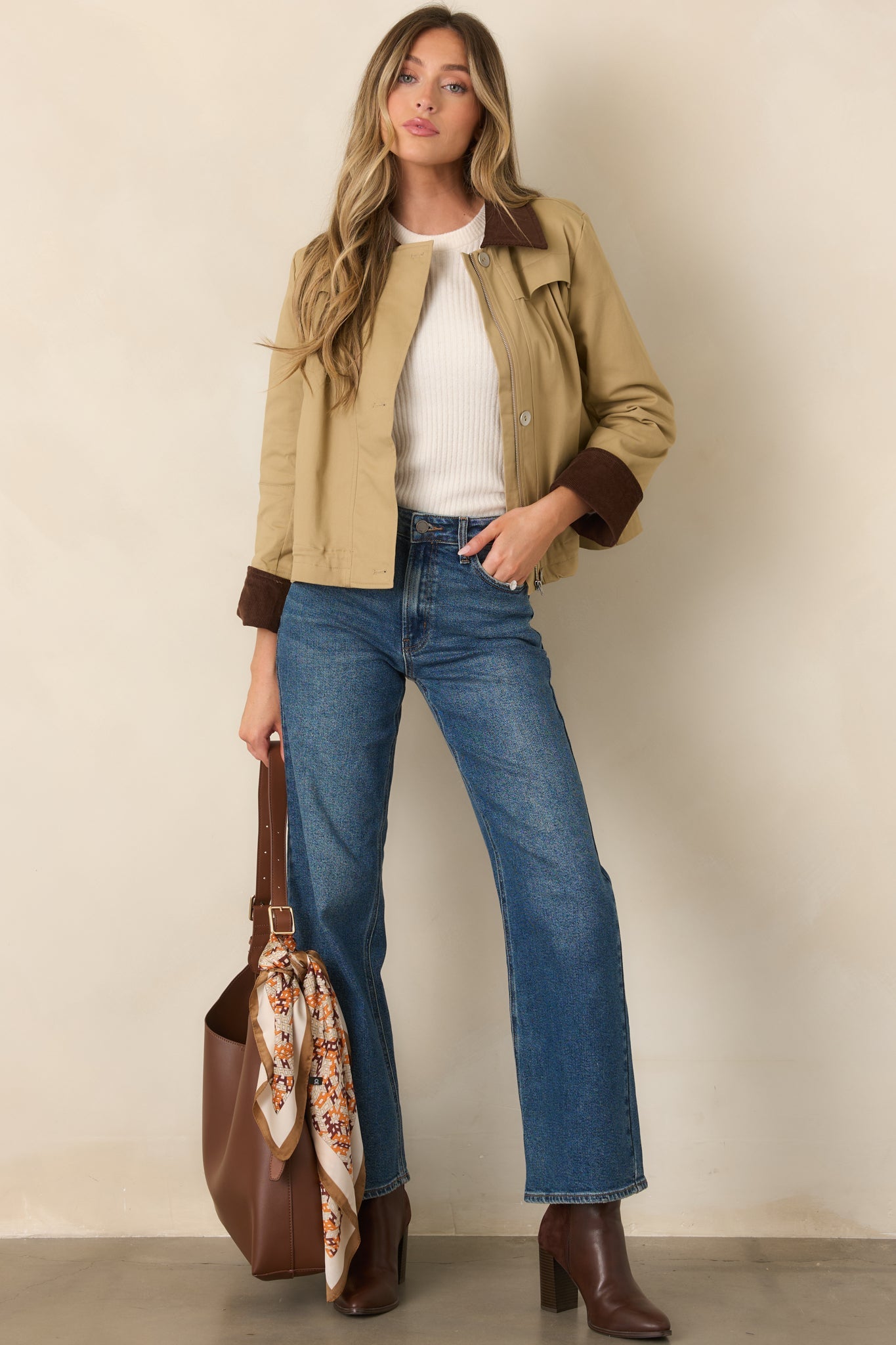 Country Mile Khaki Cotton Cropped Jacket