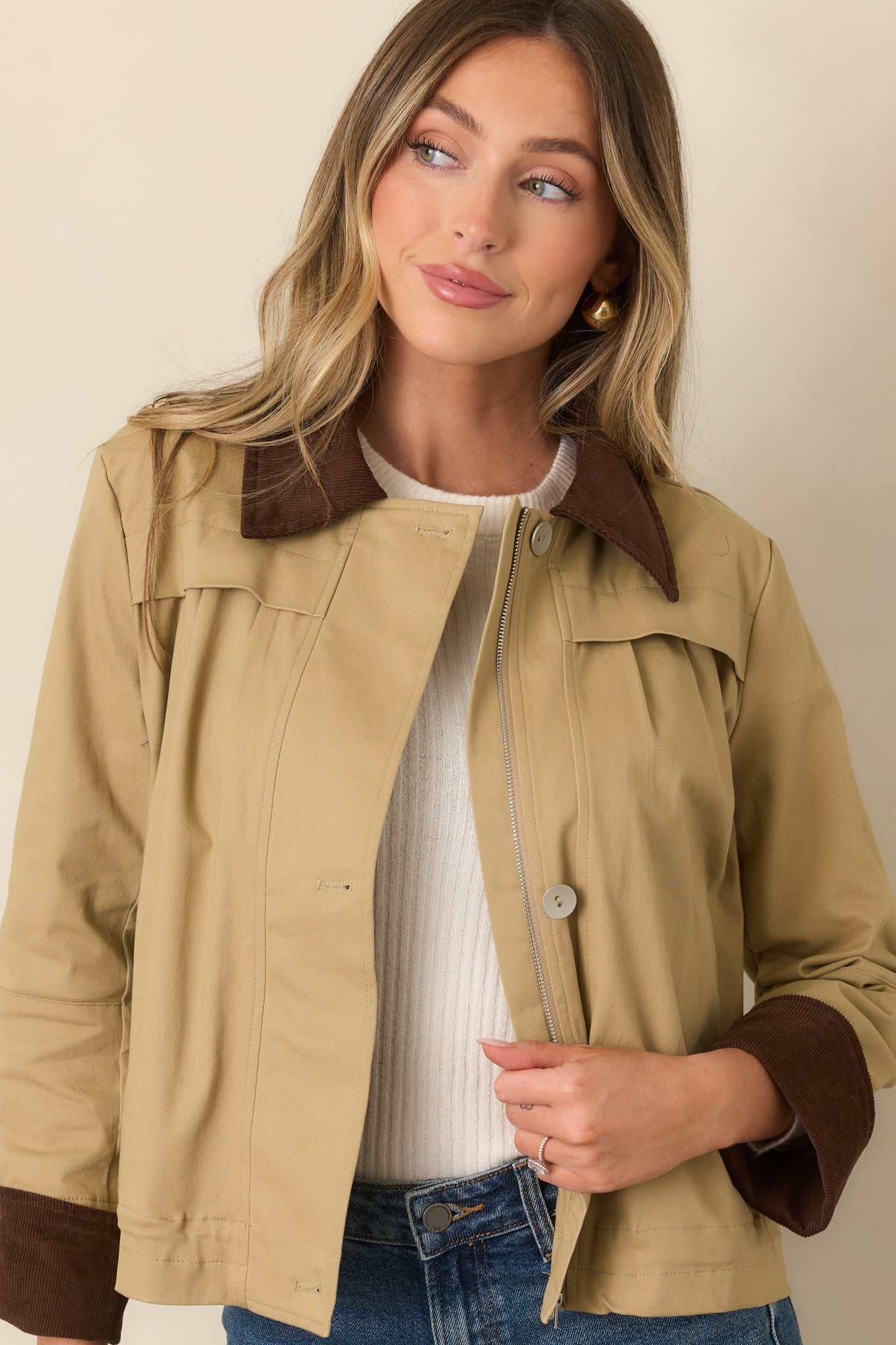 Country Mile Khaki Cotton Cropped Jacket