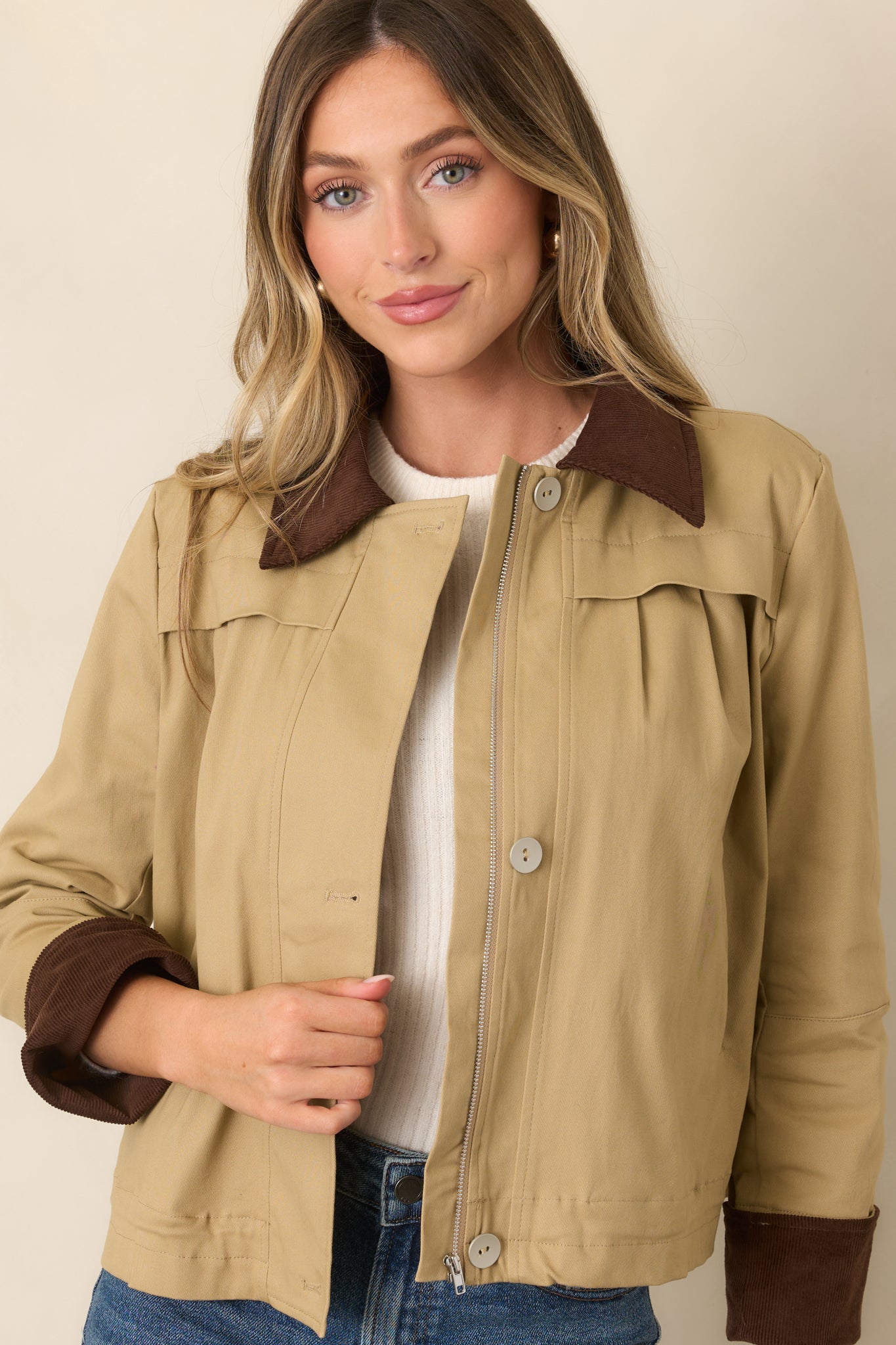 Country Mile Khaki Cotton Cropped Jacket