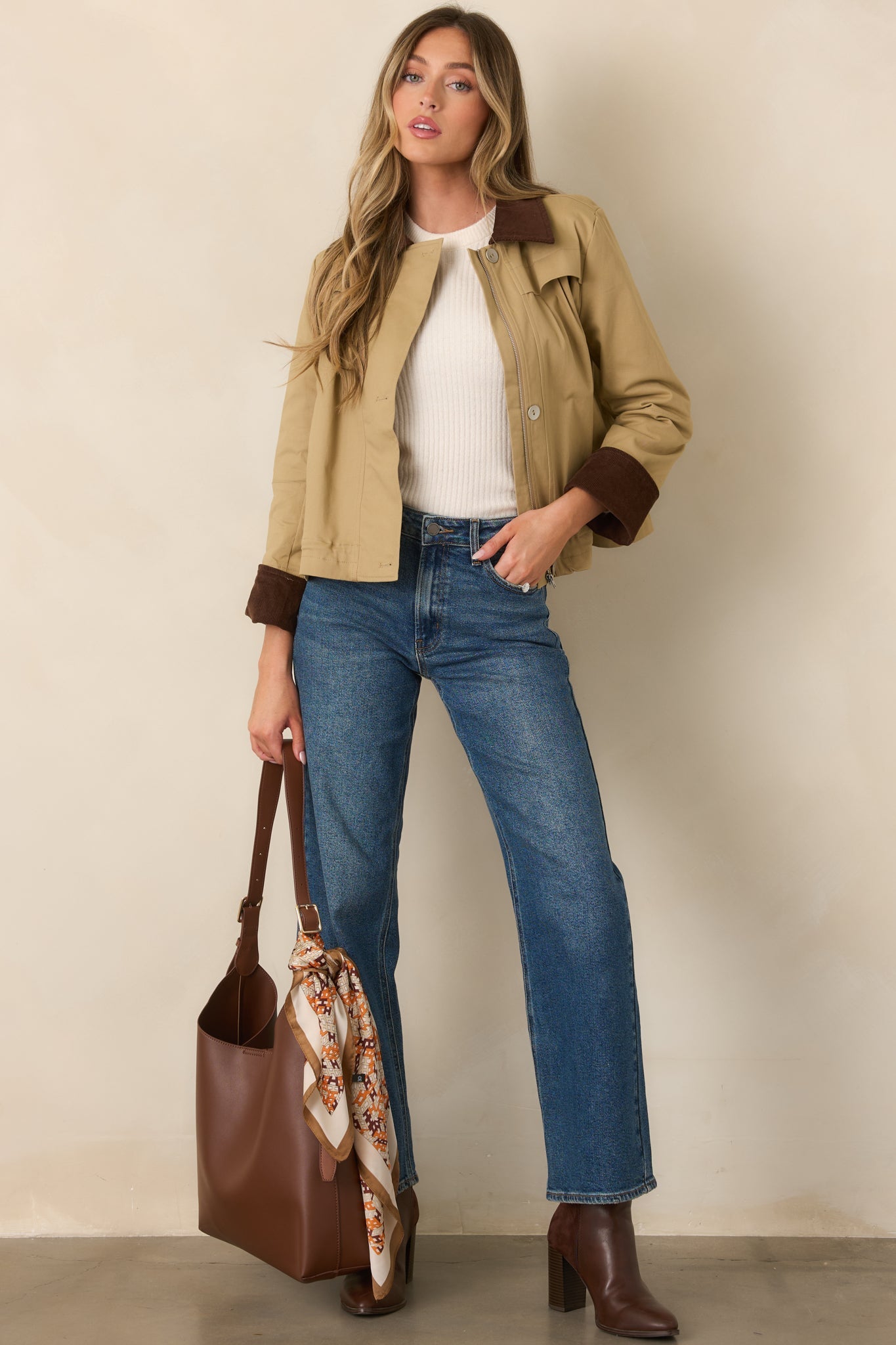 Country Mile Khaki Cotton Cropped Jacket