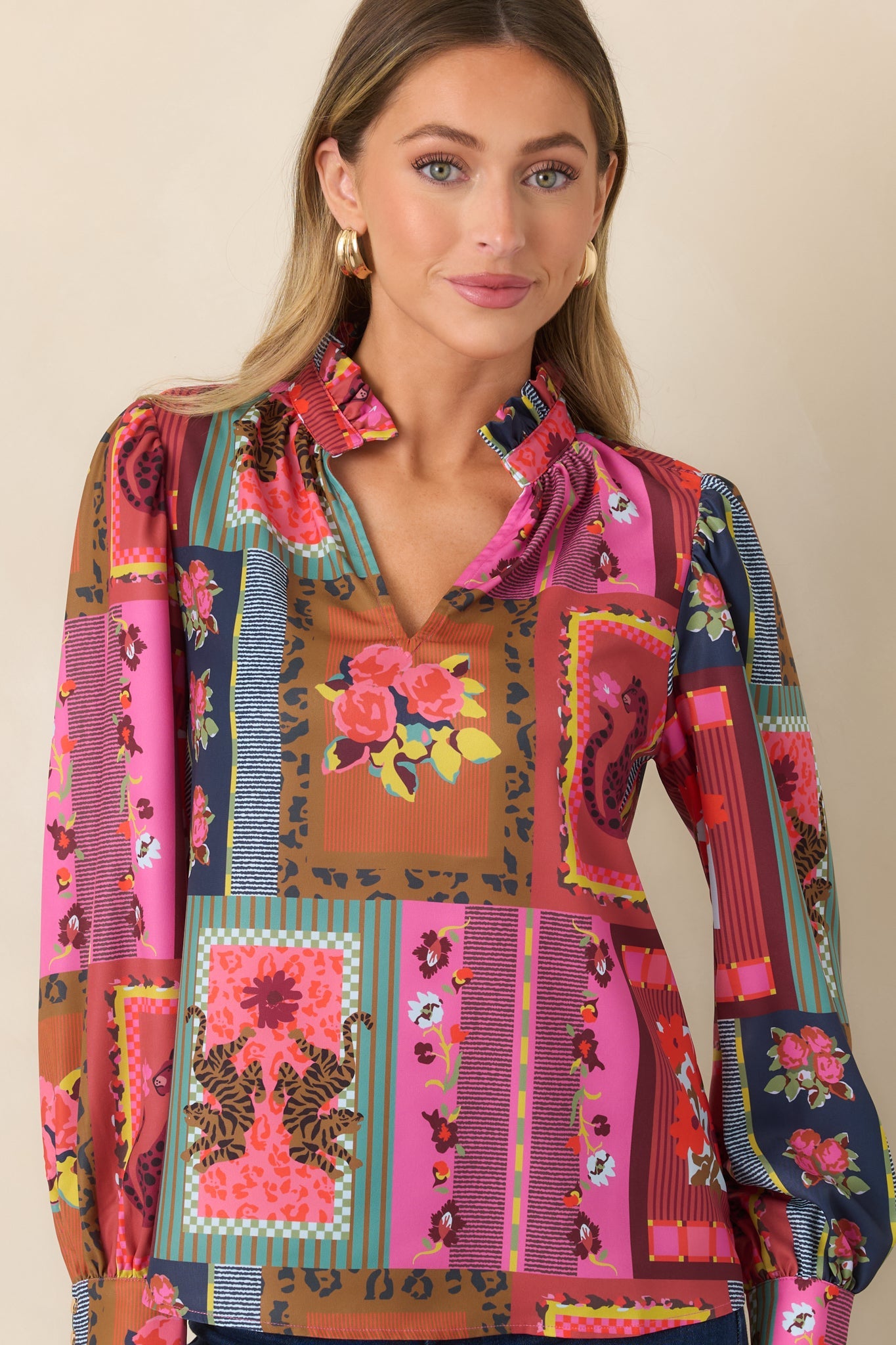 CROSBY Lyla Vintage Vignette Multi Blouse