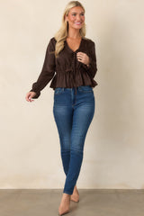 ASTR the Label Tatiana Brown Poet Sleeve Blouse