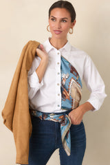 Charmed Travels Blue Multi Equestrian Print Scarf