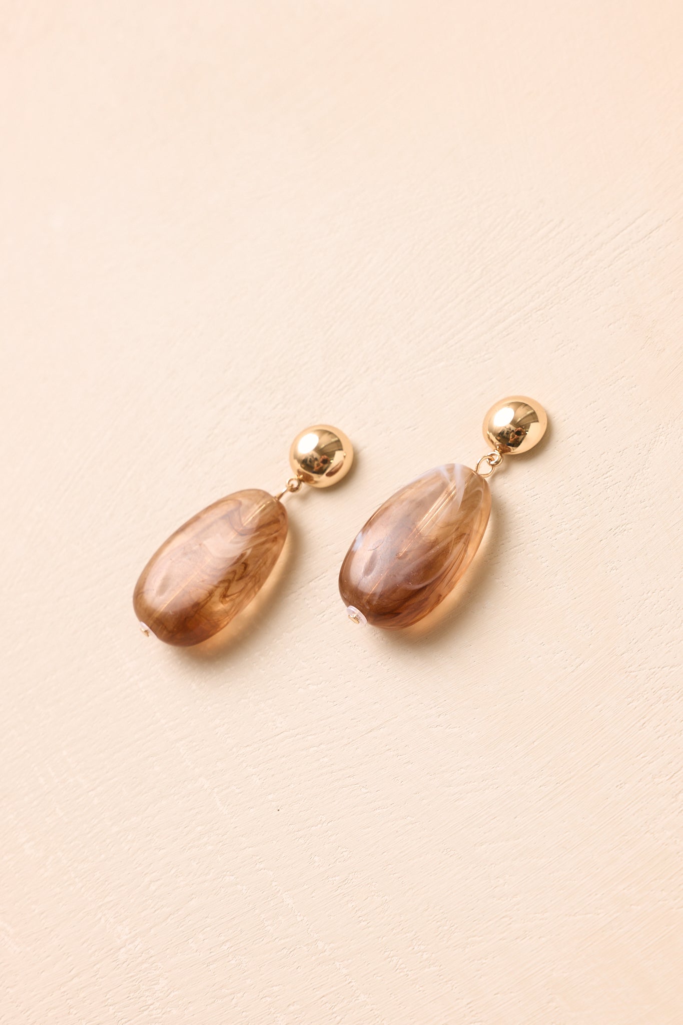 Current Mood Gold & Brown Marbled Bead Drop Earrings