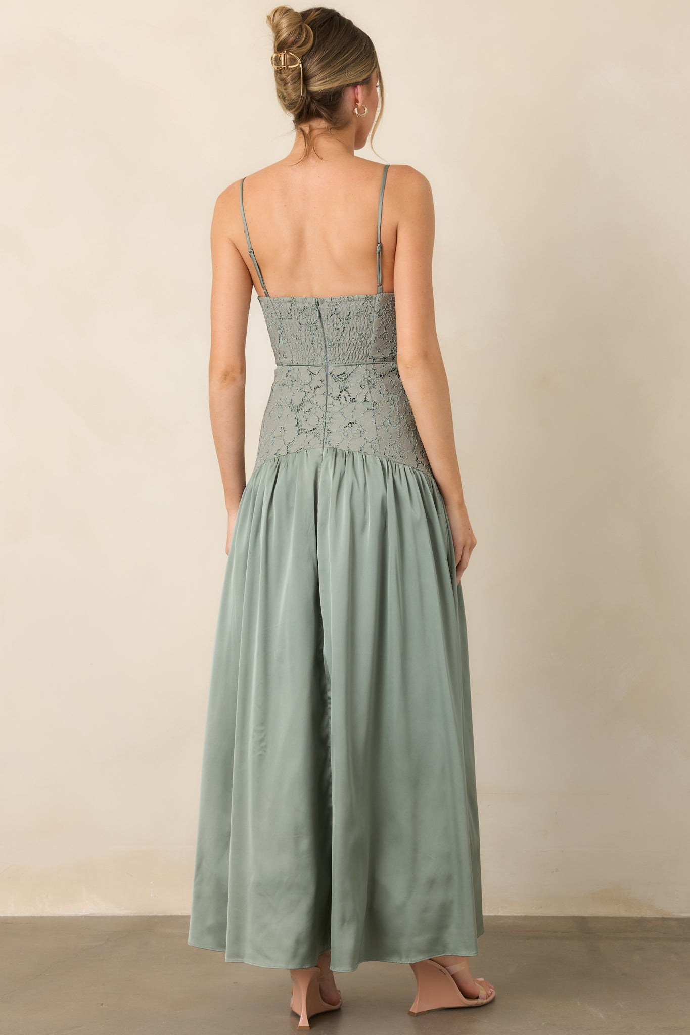 ASTR the Label Kaylani Sage Lace Bustier Maxi Dress