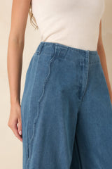 Curve Appeal Medium Wash Scalloped Edge Wide Leg Jeans