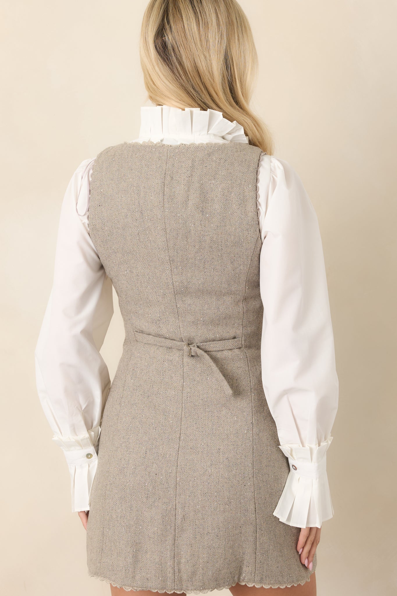 ASTR the Label Luna Taupe Double-Breasted Mini Dress