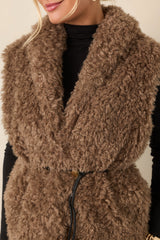 By the Fireside Mocha Faux Fur Vest