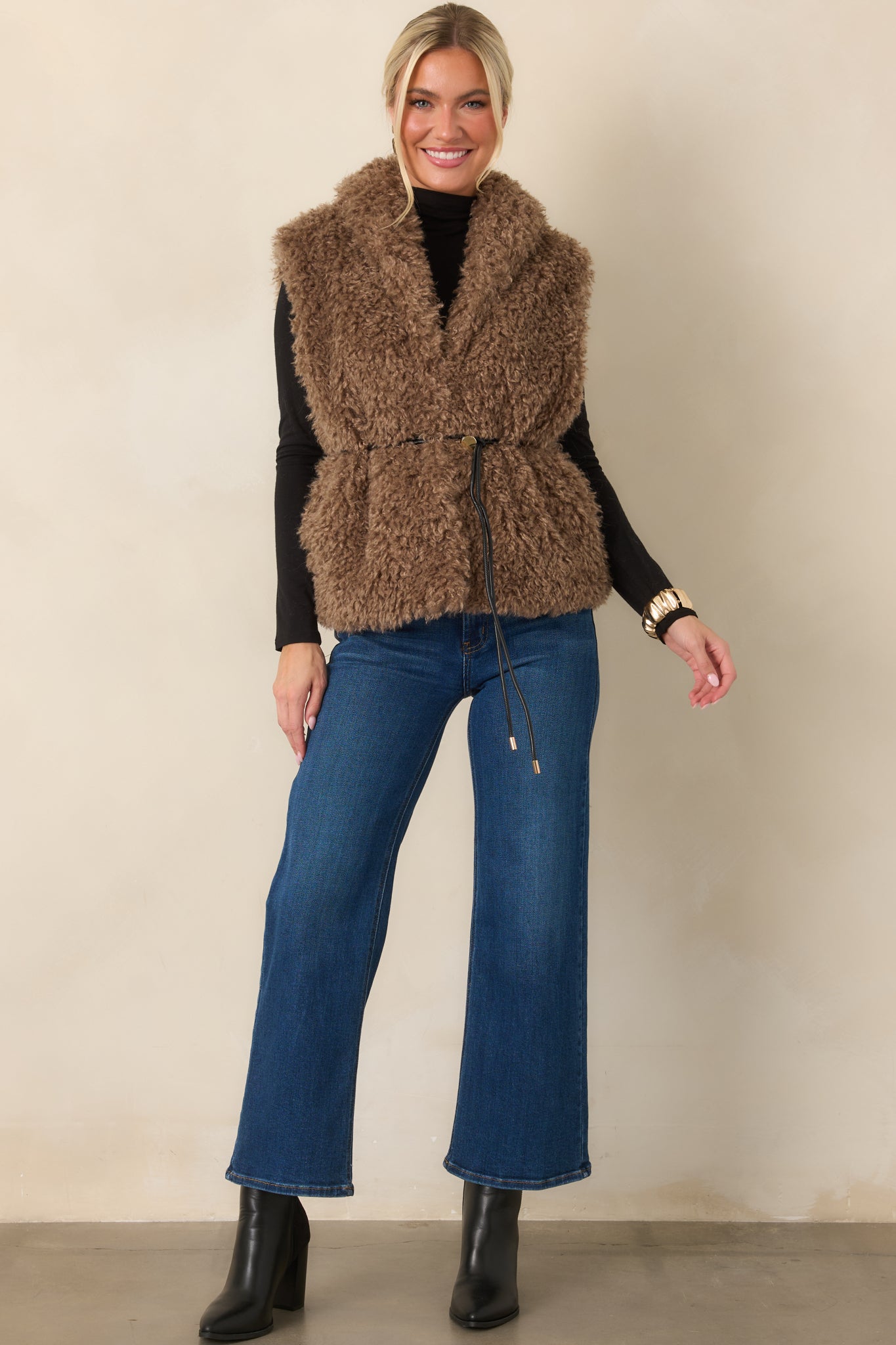 By the Fireside Mocha Faux Fur Vest
