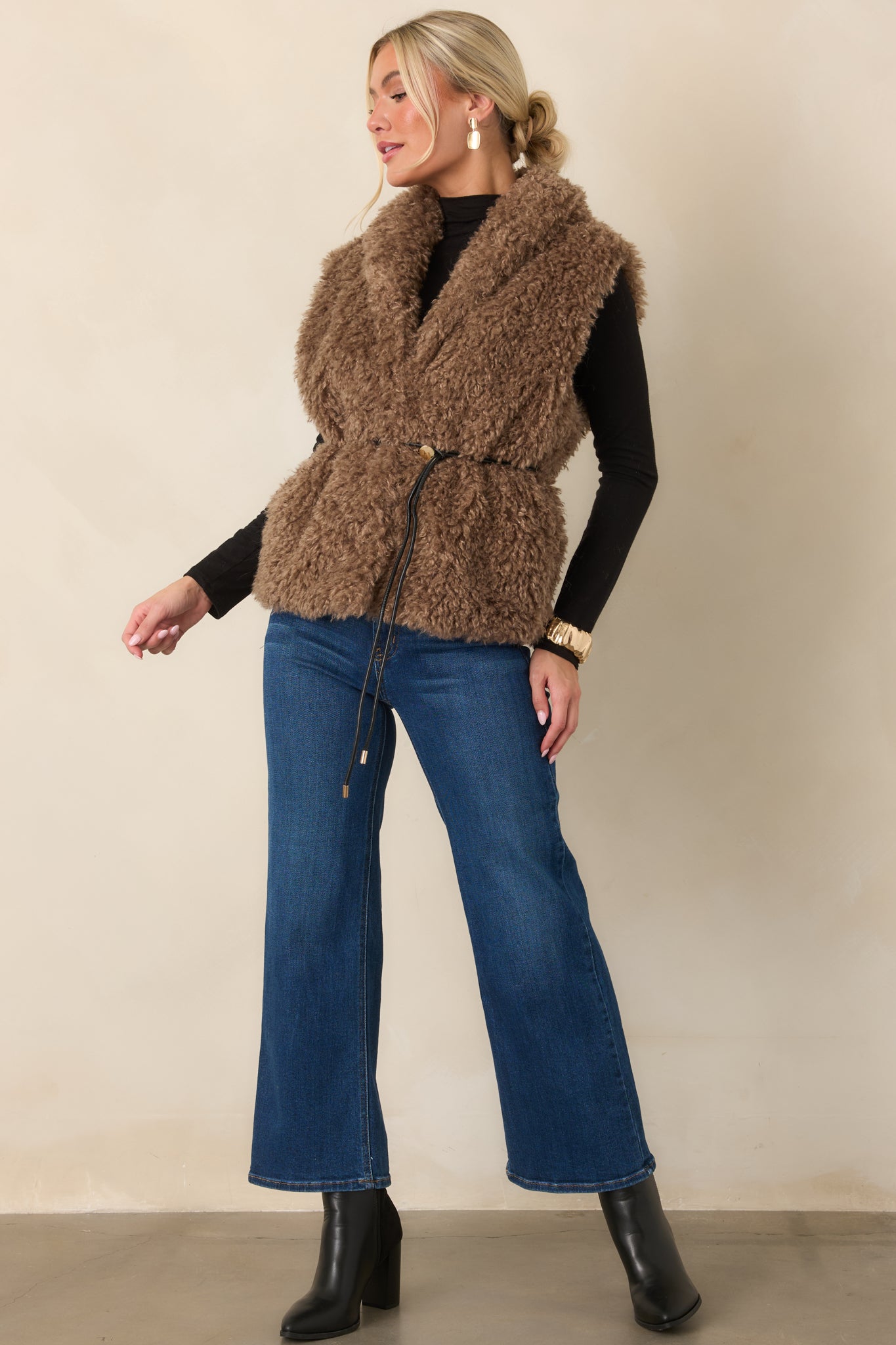 By the Fireside Mocha Faux Fur Vest