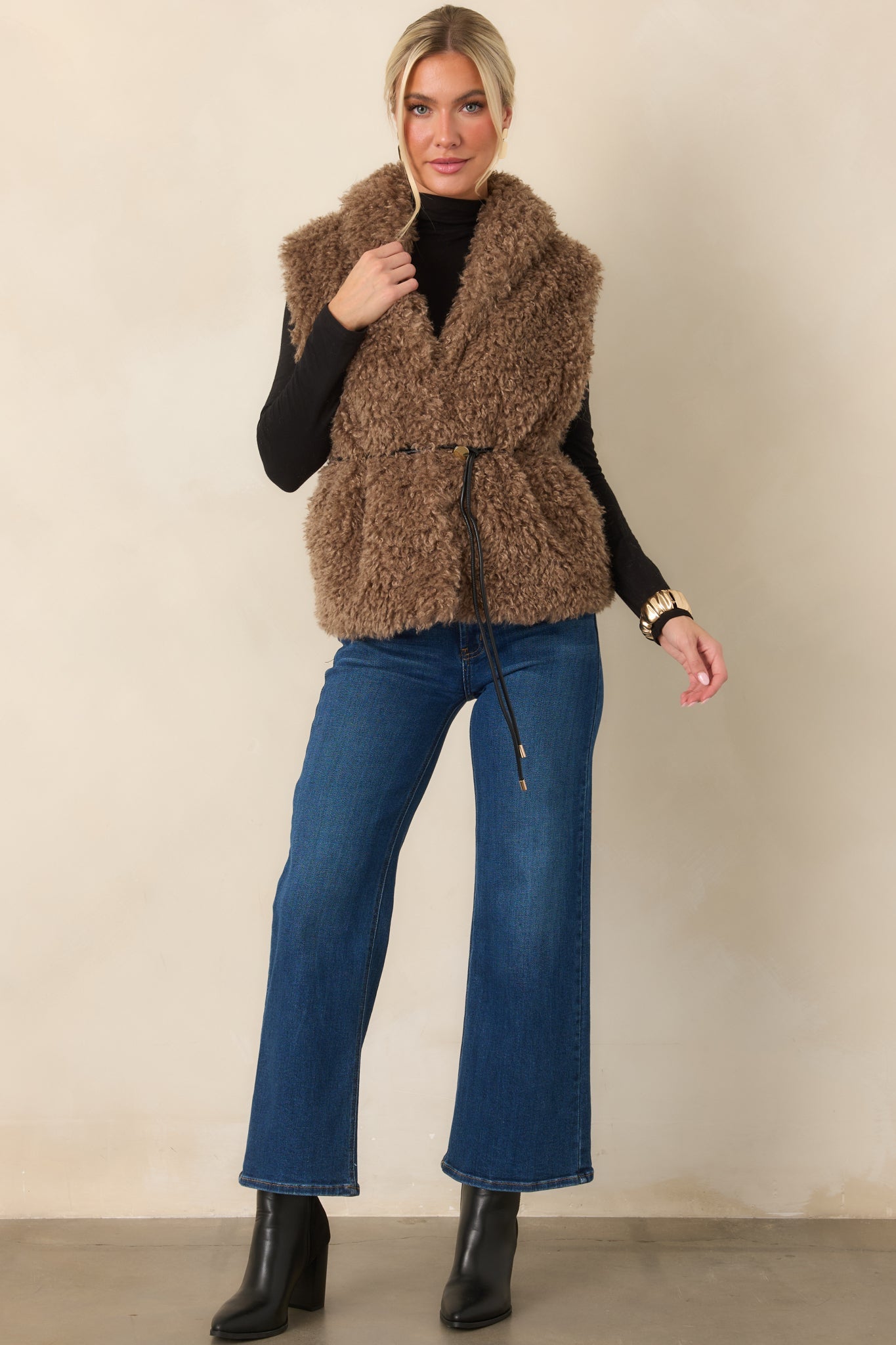 By the Fireside Mocha Faux Fur Vest
