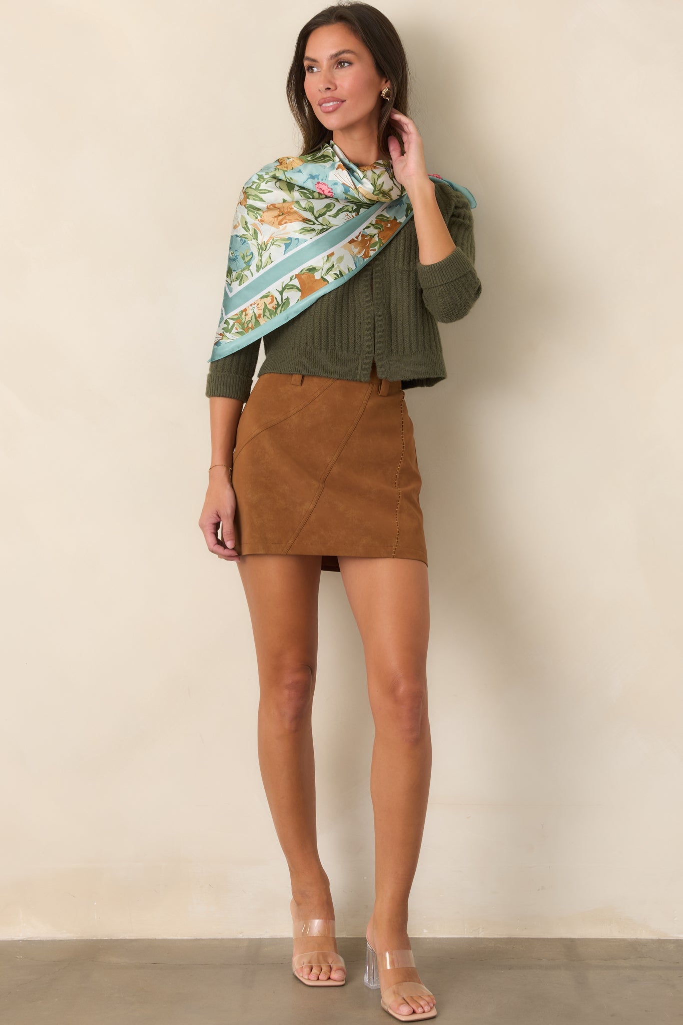 Astrid Parker Moss Green Ribbed Cardigan