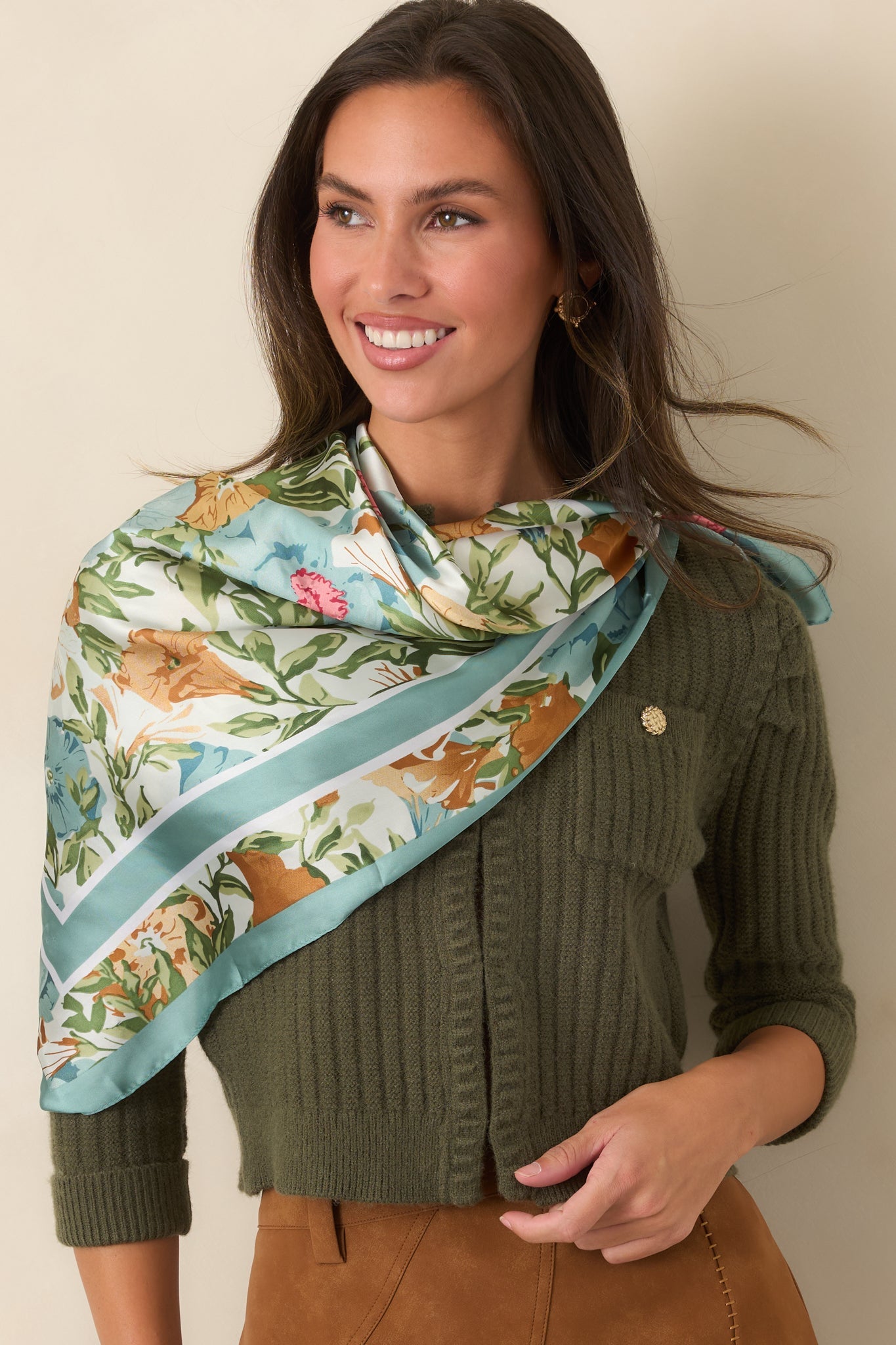 Astrid Parker Moss Green Ribbed Cardigan